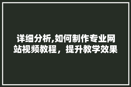 详细分析,如何制作专业网站视频教程，提升教学效果 详细分析,如何制作专业网站视频教程，提升教学效果 百度SEO