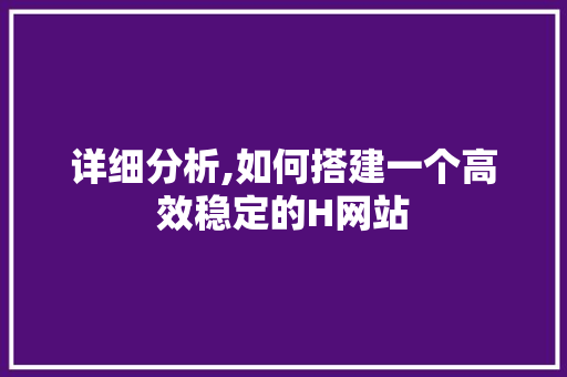 详细分析,如何搭建一个高效稳定的H网站 详细分析,如何搭建一个高效稳定的H网站 必应SEO