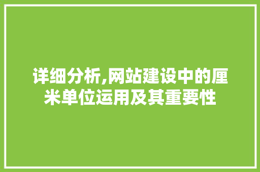 详细分析,网站建设中的厘米单位运用及其重要性