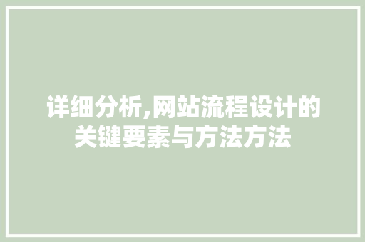 详细分析,网站流程设计的关键要素与方法方法