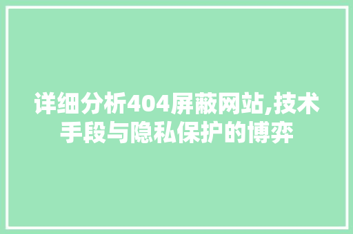 详细分析404屏蔽网站,技术手段与隐私保护的博弈