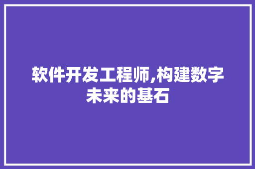 软件开发工程师,构建数字未来的基石