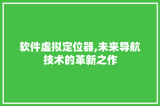 软件虚拟定位器,未来导航技术的革新之作