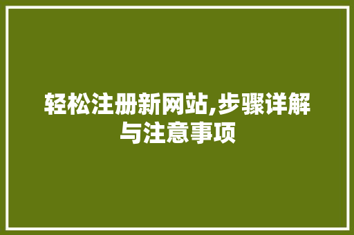 轻松注册新网站,步骤详解与注意事项