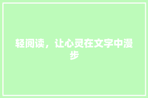轻阅读，让心灵在文字中漫步 轻阅读，让心灵在文字中漫步 网站建设公司