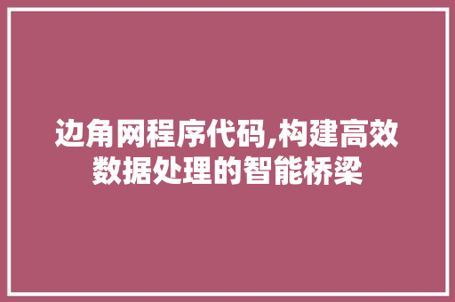 边角网程序代码,构建高效数据处理的智能桥梁