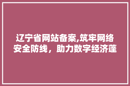 辽宁省网站备案,筑牢网络安全防线，助力数字经济蓬勃发展