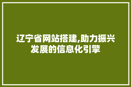 辽宁省网站搭建,助力振兴发展的信息化引擎 辽宁省网站搭建,助力振兴发展的信息化引擎 神马SEO