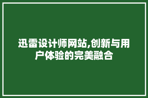 迅雷设计师网站,创新与用户体验的完美融合