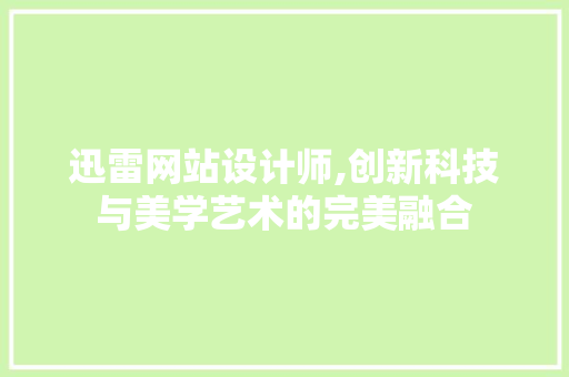 迅雷网站设计师,创新科技与美学艺术的完美融合