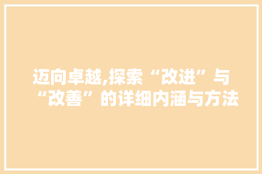 迈向卓越,探索“改进”与“改善”的详细内涵与方法路径 迈向卓越,探索“改进”与“改善”的详细内涵与方法路径 神马SEO