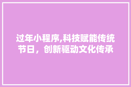 过年小程序,科技赋能传统节日，创新驱动文化传承 过年小程序,科技赋能传统节日，创新驱动文化传承 SEO关键词