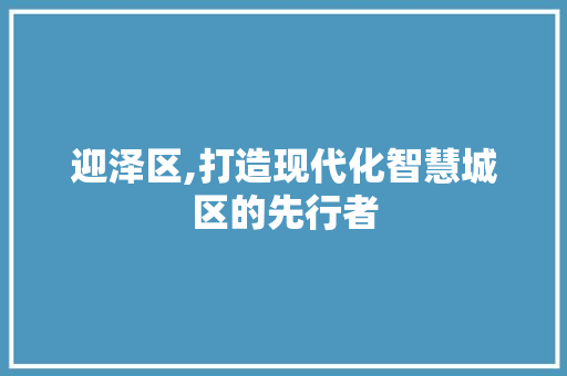 迎泽区,打造现代化智慧城区的先行者