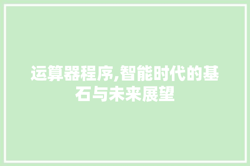 运算器程序,智能时代的基石与未来展望