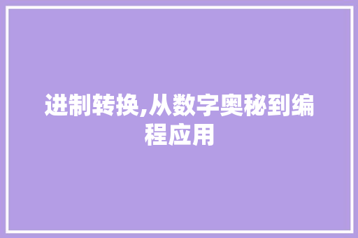 进制转换,从数字奥秘到编程应用 进制转换,从数字奥秘到编程应用 网站建设公司