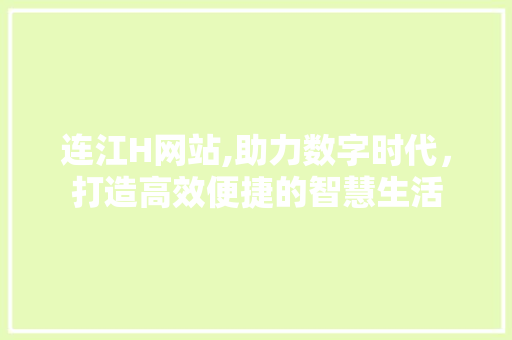 连江H网站,助力数字时代，打造高效便捷的智慧生活