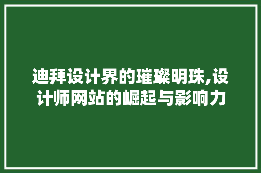 迪拜设计界的璀璨明珠,设计师网站的崛起与影响力 神马SEO 迪拜设计界的璀璨明珠,设计师网站的崛起与影响力 迪拜设计界的璀璨明珠,设计师网站的崛起与影响力 神马SEO