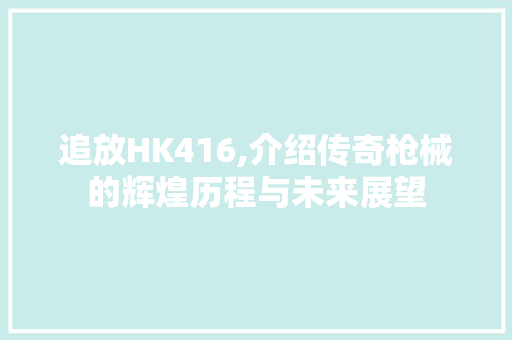 追放HK416,介绍传奇枪械的辉煌历程与未来展望