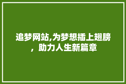 追梦网站,为梦想插上翅膀，助力人生新篇章