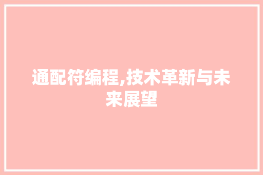 通配符编程,技术革新与未来展望 通配符编程,技术革新与未来展望 SEO关键词