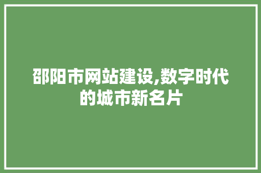 邵阳市网站建设,数字时代的城市新名片 邵阳市网站建设,数字时代的城市新名片 必应SEO