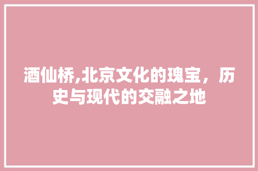 酒仙桥,北京文化的瑰宝,历史与现代的交融之地 神马SEO 酒仙桥,北京文化的瑰宝,历史与现代的交融之地 酒仙桥,北京文化的瑰宝,历史与现代的交融之地 神马SEO