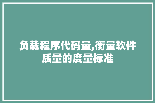 负载程序代码量,衡量软件质量的度量标准