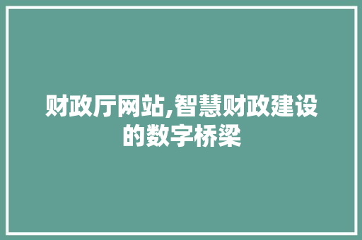 财政厅网站,智慧财政建设的数字桥梁