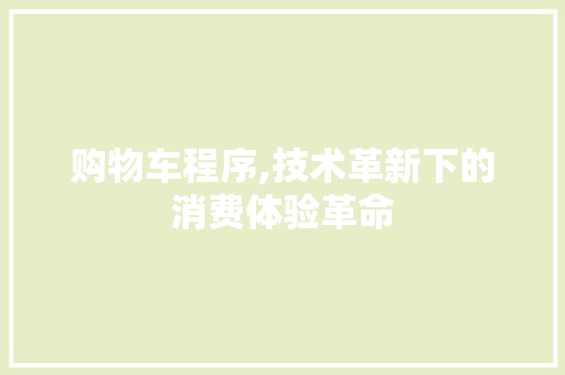 购物车程序,技术革新下的消费体验革命
