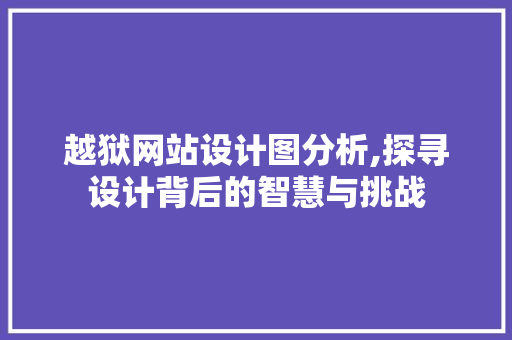 越狱网站设计图分析,探寻设计背后的智慧与挑战
