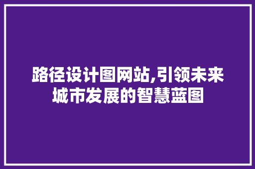 路径设计图网站,引领未来城市发展的智慧蓝图