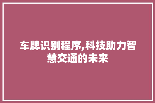 车牌识别程序,科技助力智慧交通的未来 车牌识别程序,科技助力智慧交通的未来 神马SEO
