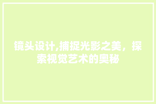 镜头设计,捕捉光影之美，探索视觉艺术的奥秘
