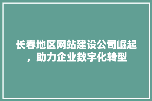 长春地区网站建设公司崛起，助力企业数字化转型 长春地区网站建设公司崛起，助力企业数字化转型 SEO关键词