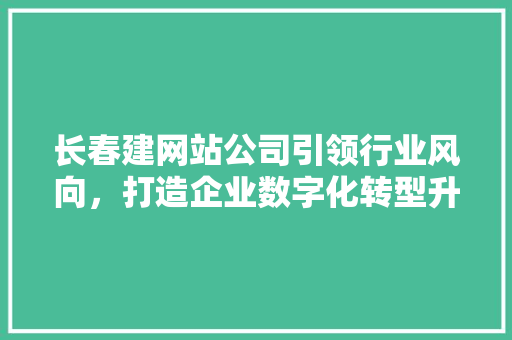 长春建网站公司引领行业风向，打造企业数字化转型升级新标杆 长春建网站公司引领行业风向，打造企业数字化转型升级新标杆 必应SEO