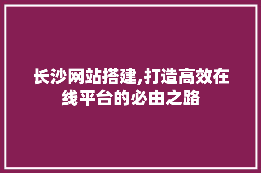 长沙网站搭建,打造高效在线平台的必由之路 长沙网站搭建,打造高效在线平台的必由之路 网站建设公司