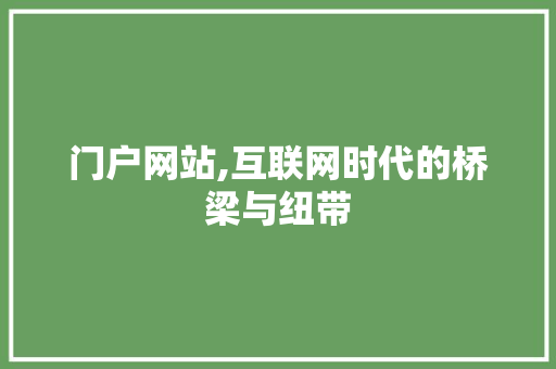 门户网站,互联网时代的桥梁与纽带 门户网站,互联网时代的桥梁与纽带 SEO关键词
