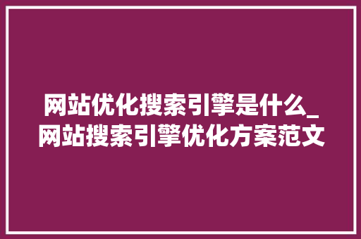 网站优化搜索引擎是什么_网站搜索引擎优化方案范文。