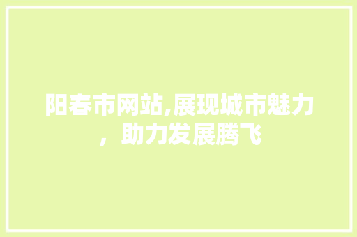阳春市网站,展现城市魅力，助力发展腾飞 阳春市网站,展现城市魅力，助力发展腾飞 网站建设公司