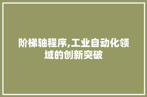 阶梯轴程序,工业自动化领域的创新突破 阶梯轴程序,工业自动化领域的创新突破 网站建设公司