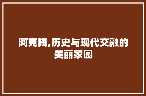 阿克陶,历史与现代交融的美丽家园