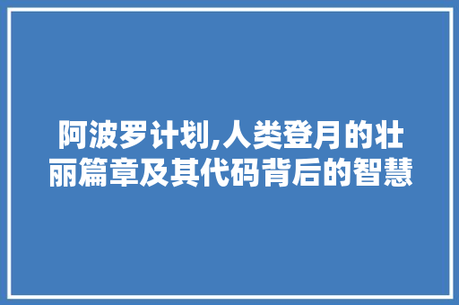 阿波罗计划,人类登月的壮丽篇章及其代码背后的智慧 阿波罗计划,人类登月的壮丽篇章及其代码背后的智慧 百度SEO
