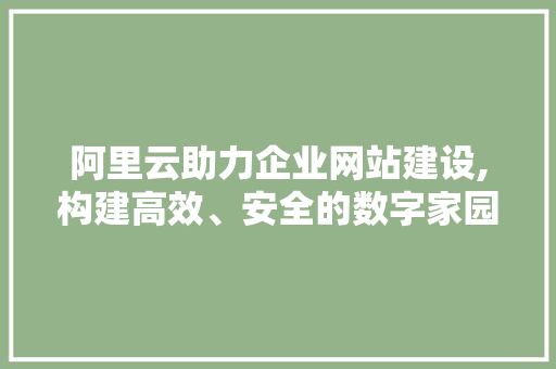 阿里云助力企业网站建设,构建高效、安全的数字家园 阿里云助力企业网站建设,构建高效、安全的数字家园 百度SEO