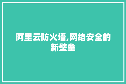 阿里云防火墙,网络安全的新壁垒