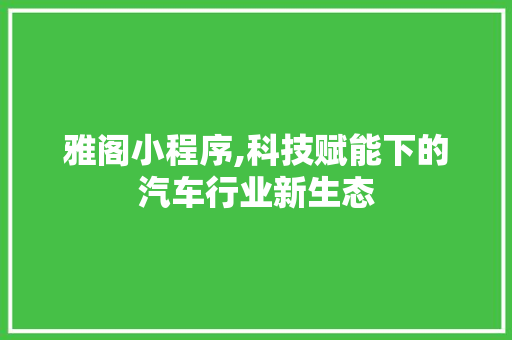 雅阁小程序,科技赋能下的汽车行业新生态 雅阁小程序,科技赋能下的汽车行业新生态 必应SEO