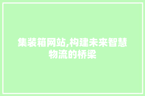 集装箱网站,构建未来智慧物流的桥梁 集装箱网站,构建未来智慧物流的桥梁 百度SEO