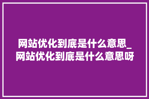 网站优化到底是什么意思_网站优化到底是什么意思呀。