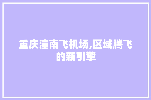 重庆潼南飞机场,区域腾飞的新引擎