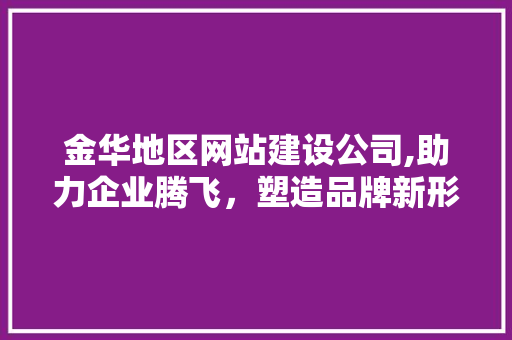 金华地区网站建设公司,助力企业腾飞，塑造品牌新形象