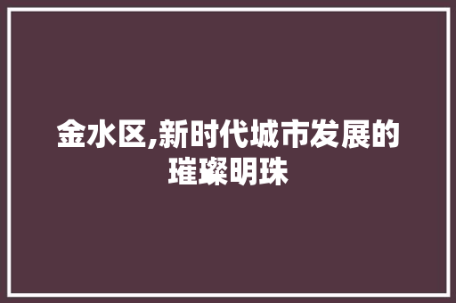 金水区,新时代城市发展的璀璨明珠